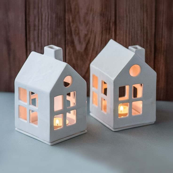 Подсвечник домик керамический
