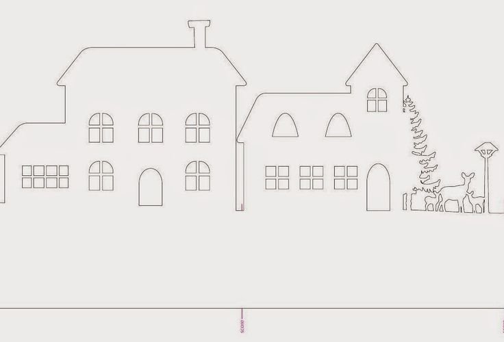 Новогодний домик из бумаги на окно