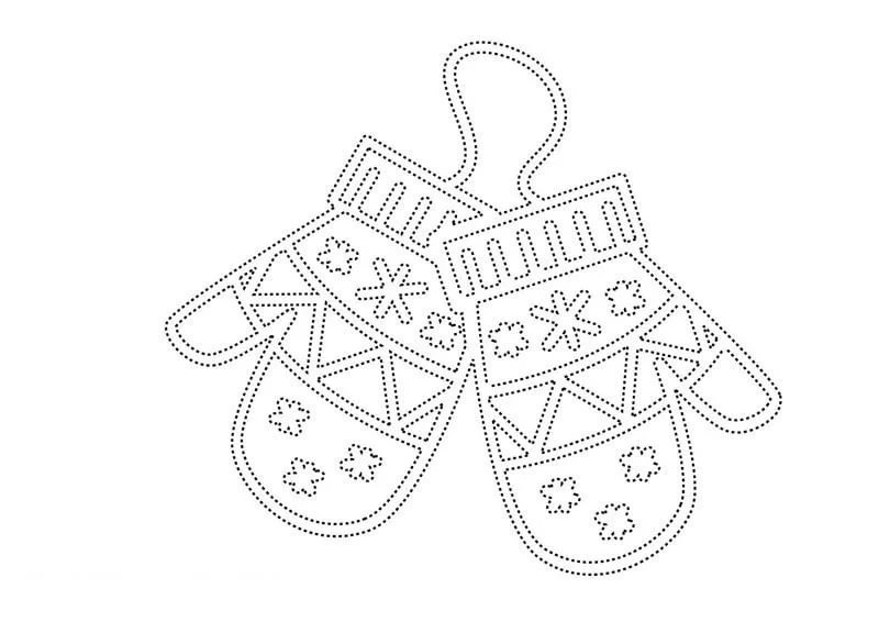 Варежки трафарет для вырезания на окна