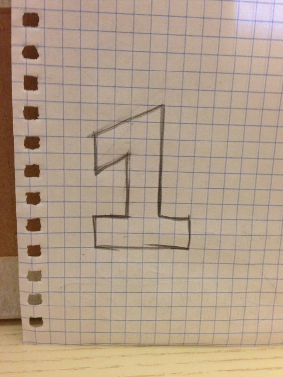 Цифра 1 по клеточкам объемная