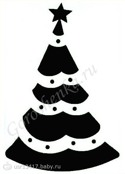 Трафарет ёлки-зигзаг на подставке распечатать бесплатно