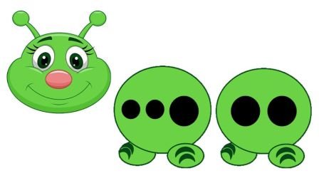 Мордочка гусенички для детей