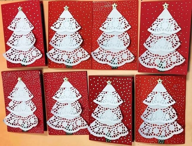 Поделки из ажурных салфеток на новый год