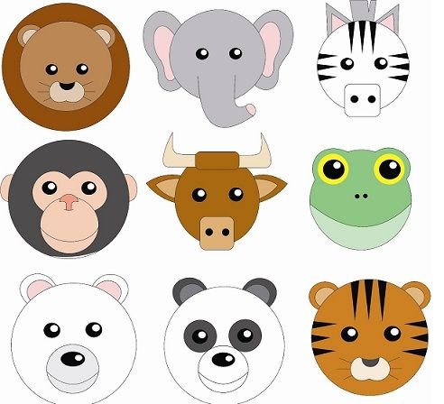 Мордочки животных из круга