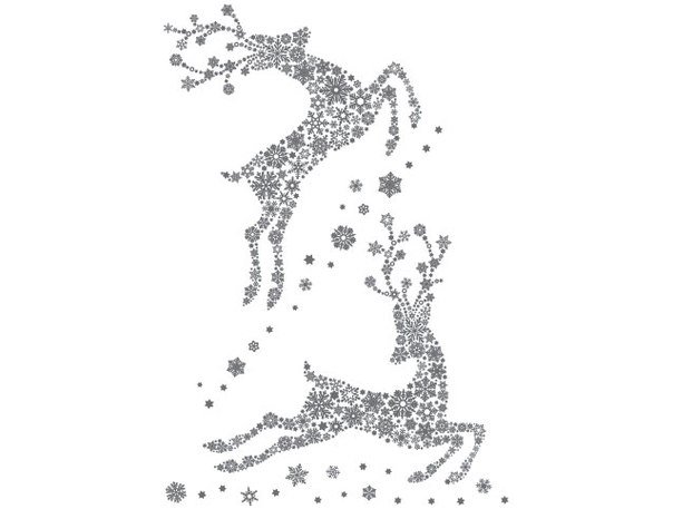 Трафареты на окна новогодние олени