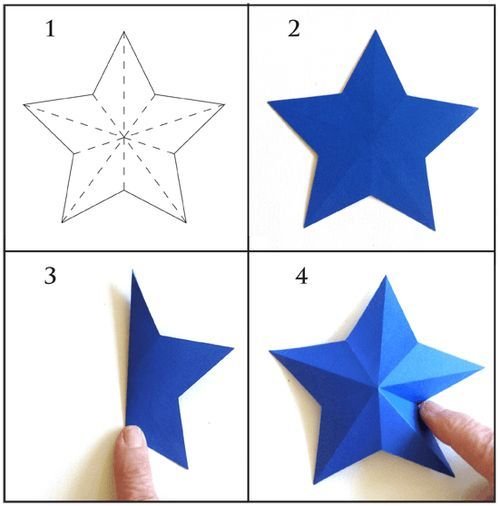 Схема объемной звезды из бумаги к 9 мая