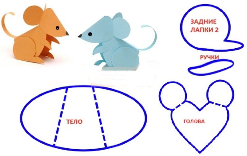 Поделка мышка из бумаги