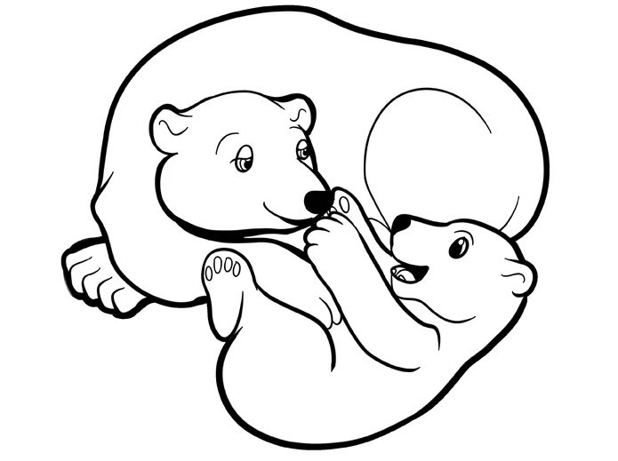 Белый медведь раскраска для детей Умка