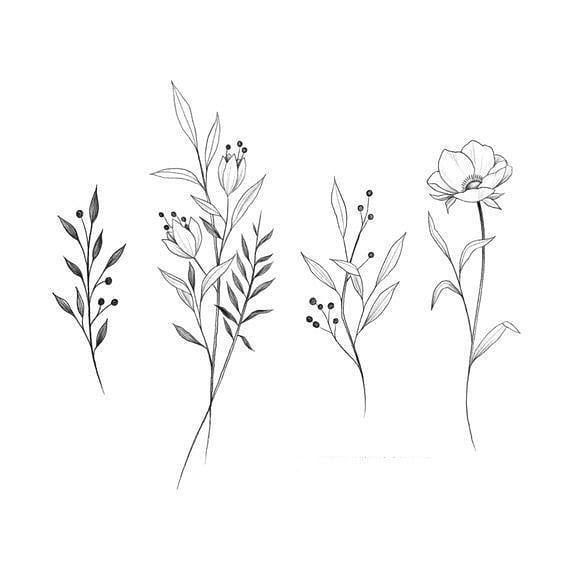 Тату полевые цветы эскизы