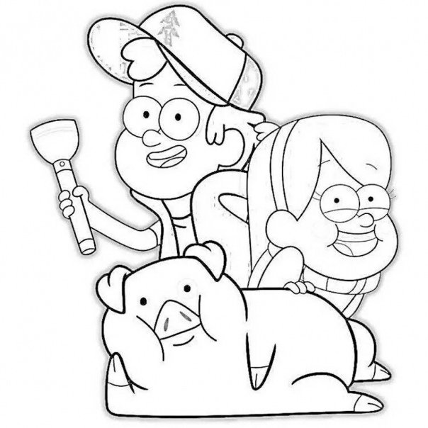 Раскраска Мэйбл и Диппер и Пухля