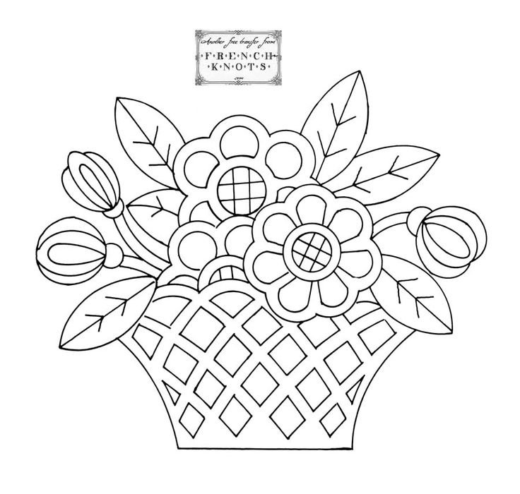 Трафарет корзина с цветами