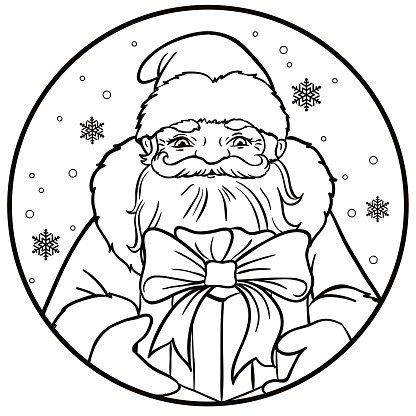 Раскраска дед Мороз в круге