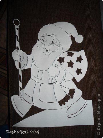 Дед Мороз вырезалка на окно