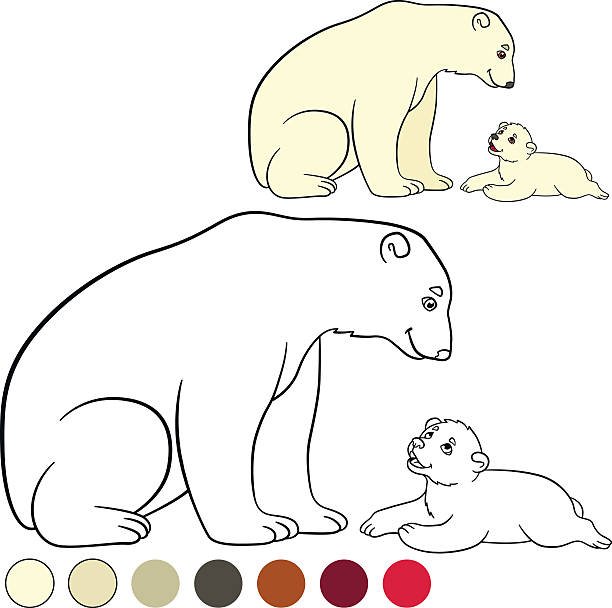 Раскраска Медведица с медвежатами для детей