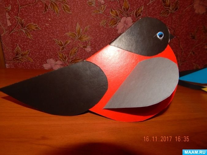 Снегирь из бумаги объемный