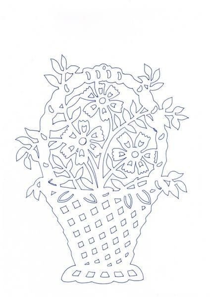 Вытынанки корзина с цветами