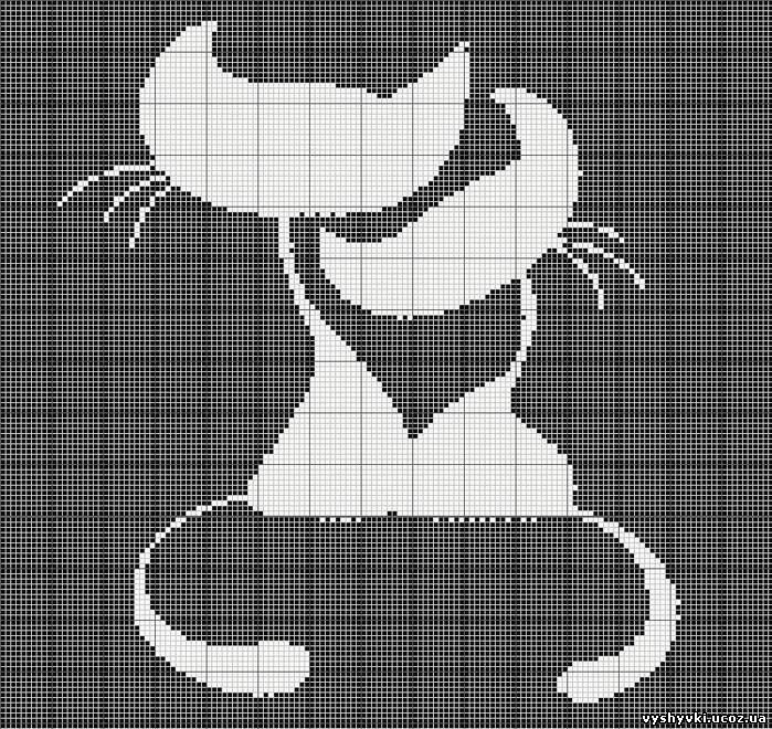 Монохромная вышивка кошки
