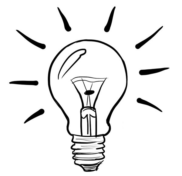 Раскраска электрическая лампочка для детей