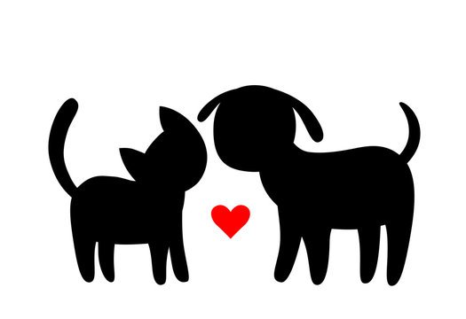 Кошка и собака вектор