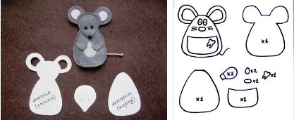 Игрушки из фетра выкройки мышка