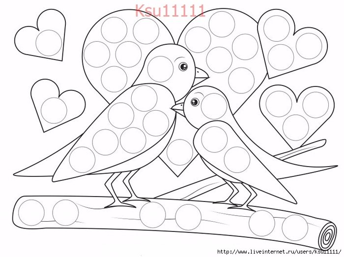 Конструирование из сердечек Снегирь