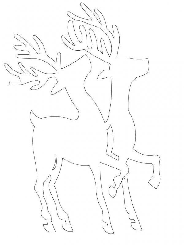 Новогодний олень трафарет