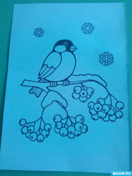 Пластилинография зима Снегирь