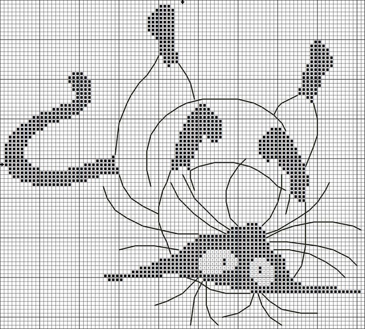 Монохромная вышивка крестом кошки