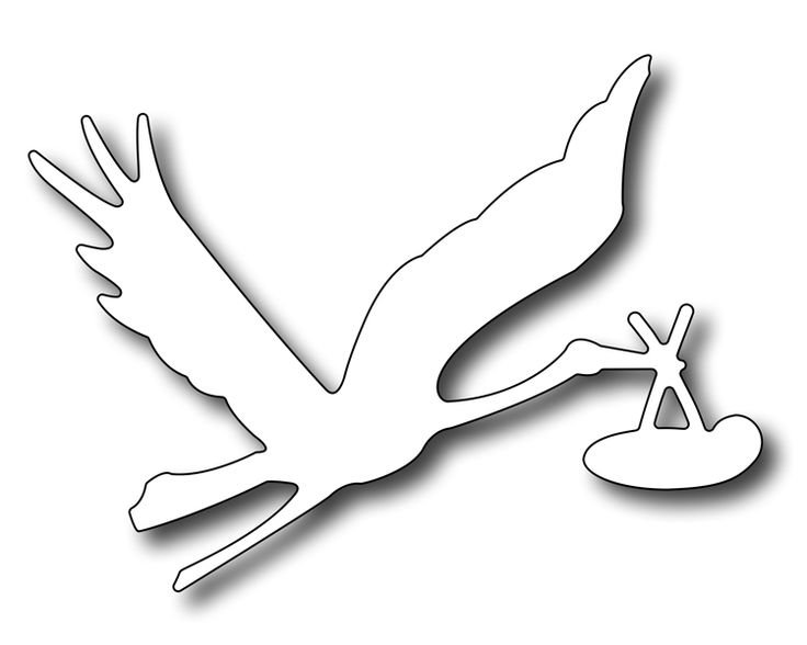 Аист с ребенком трафарет