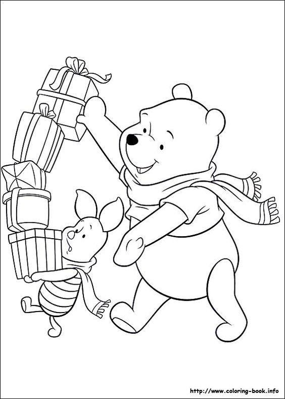 Раскраска Винни пух и Пятачок