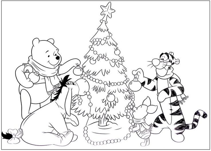 Новогодние раскраски Дисней