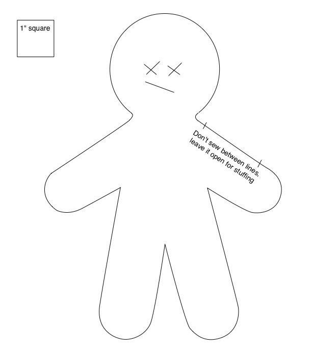 Трафарет для куклы из ткани