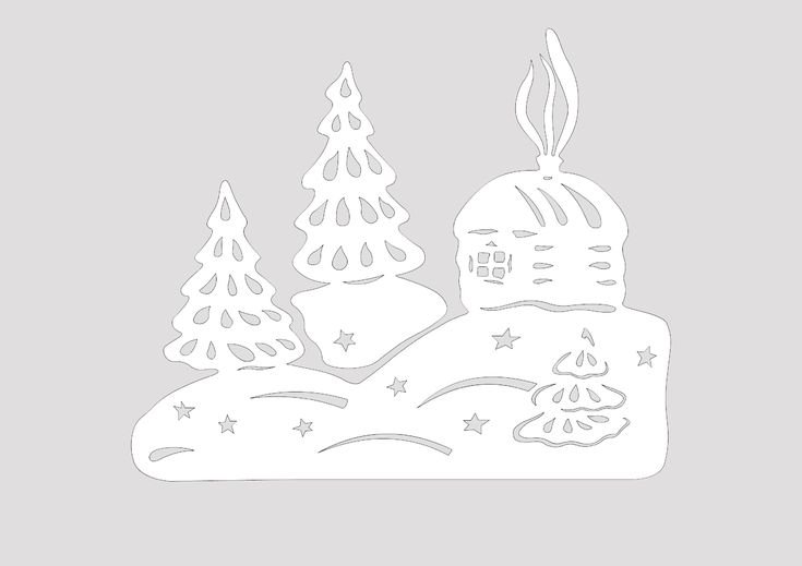 Трафареты на окна домики