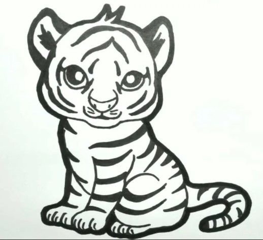 Тигренок рисунок легкий