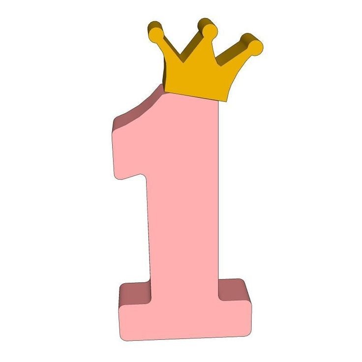 Цифра 1 розовая