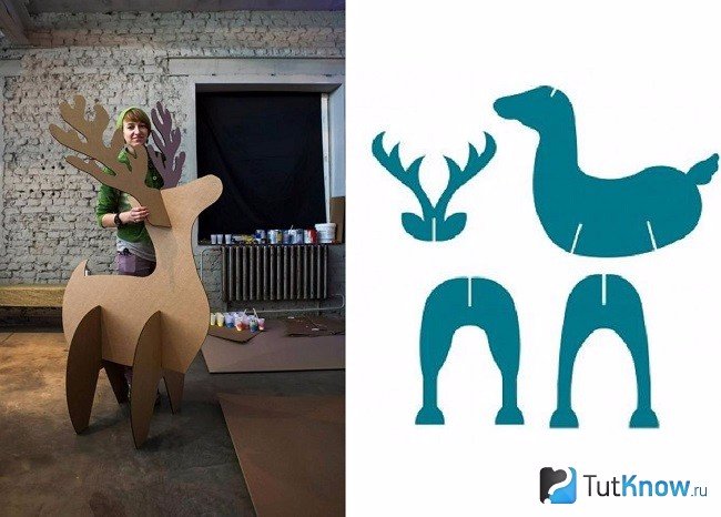 Новогодний олень из картона