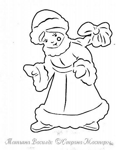 Снегурочка трафарет на окно