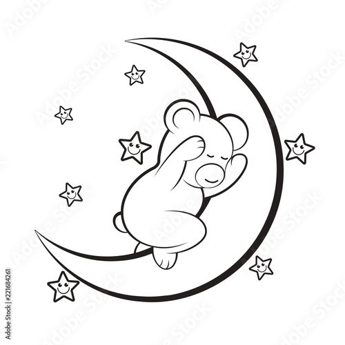 Мишка на Луне трафарет