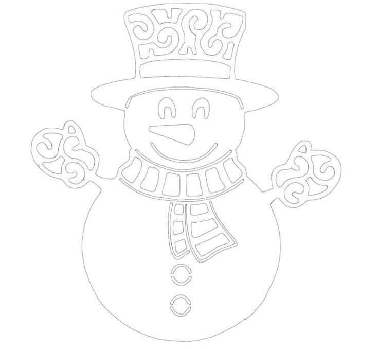Снеговик трафарет для вырезания на окно