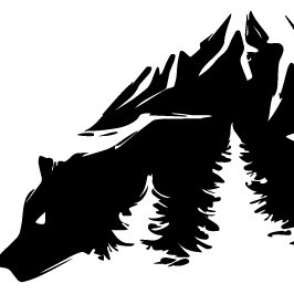 Медведь с горами силуэт