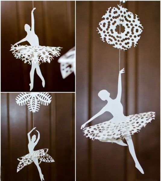 Бумажные балерины снежинки