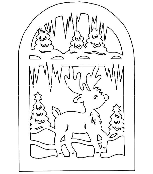 Зимние трафареты на окна