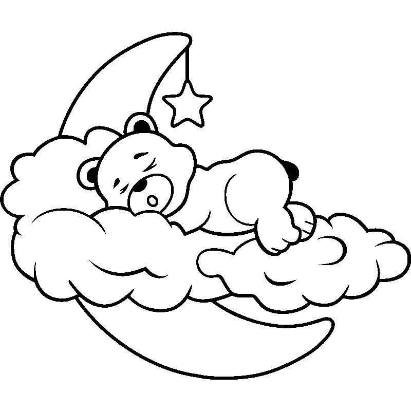 Спящий Медвежонок на облаке