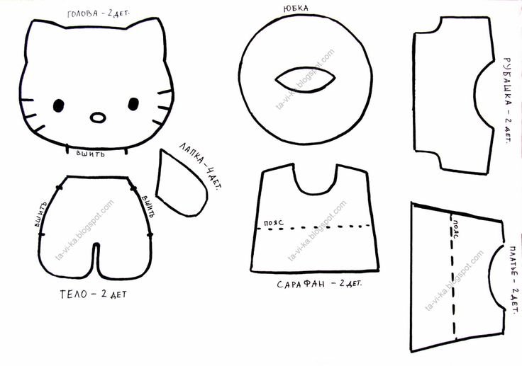 Выкройки для игрушек из фетра Хеллоу Китти