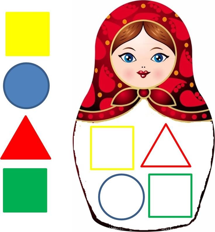 Геометрическая игра наряди Матрёшку шаблон
