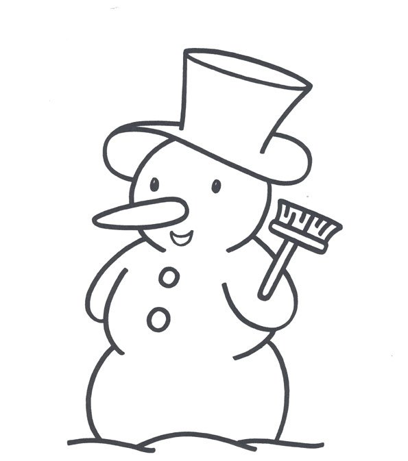 Раскраска Снеговик для детей 3 лет