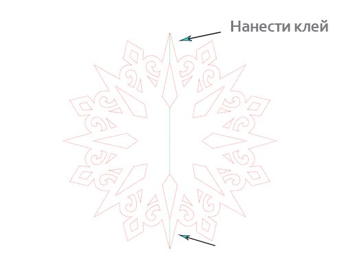 Трафарет для объемной снежинки