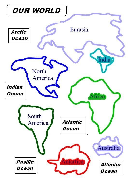 Очертания материков