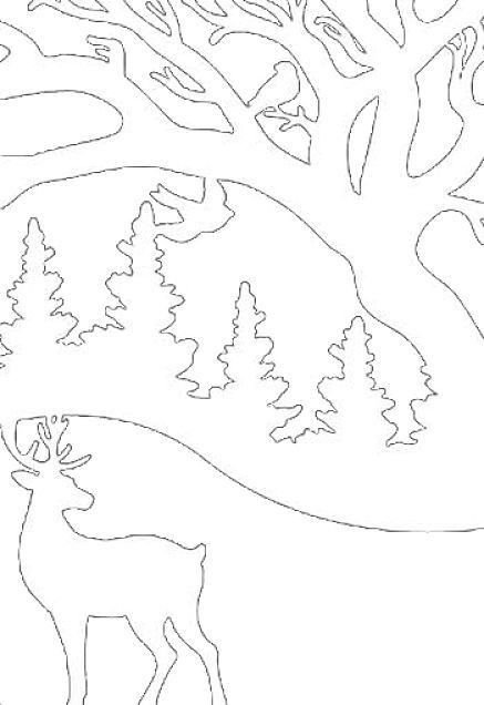 Трафарет леса для вырезания из бумаги