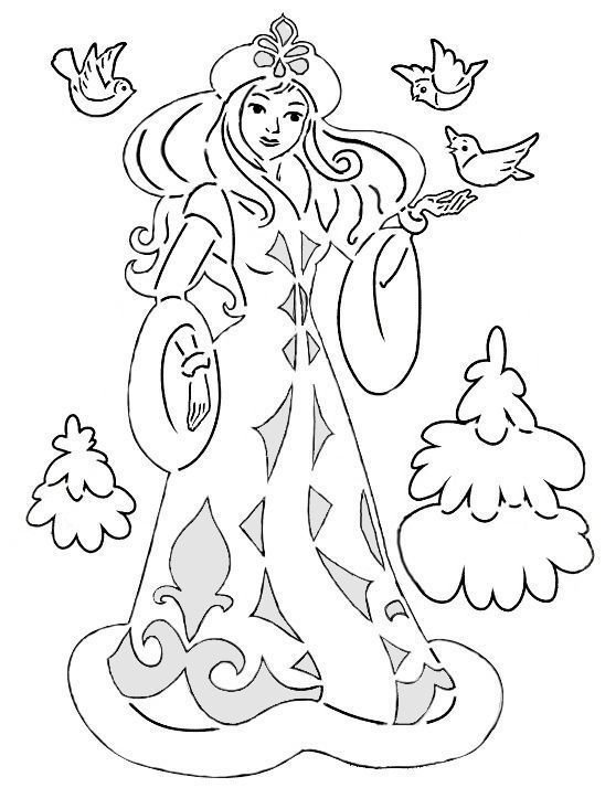 Новогодние вырезалки на окна Снегурочка